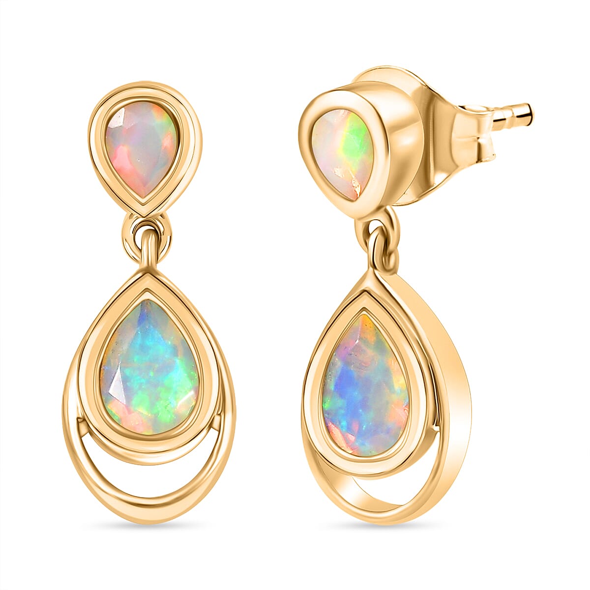 Ethiopian Faceted Opal Dangling Earring with Push Back in 18K Vermeil Yellow Gold Plated Sterling Silver 0.69 Ct. 8064957 3