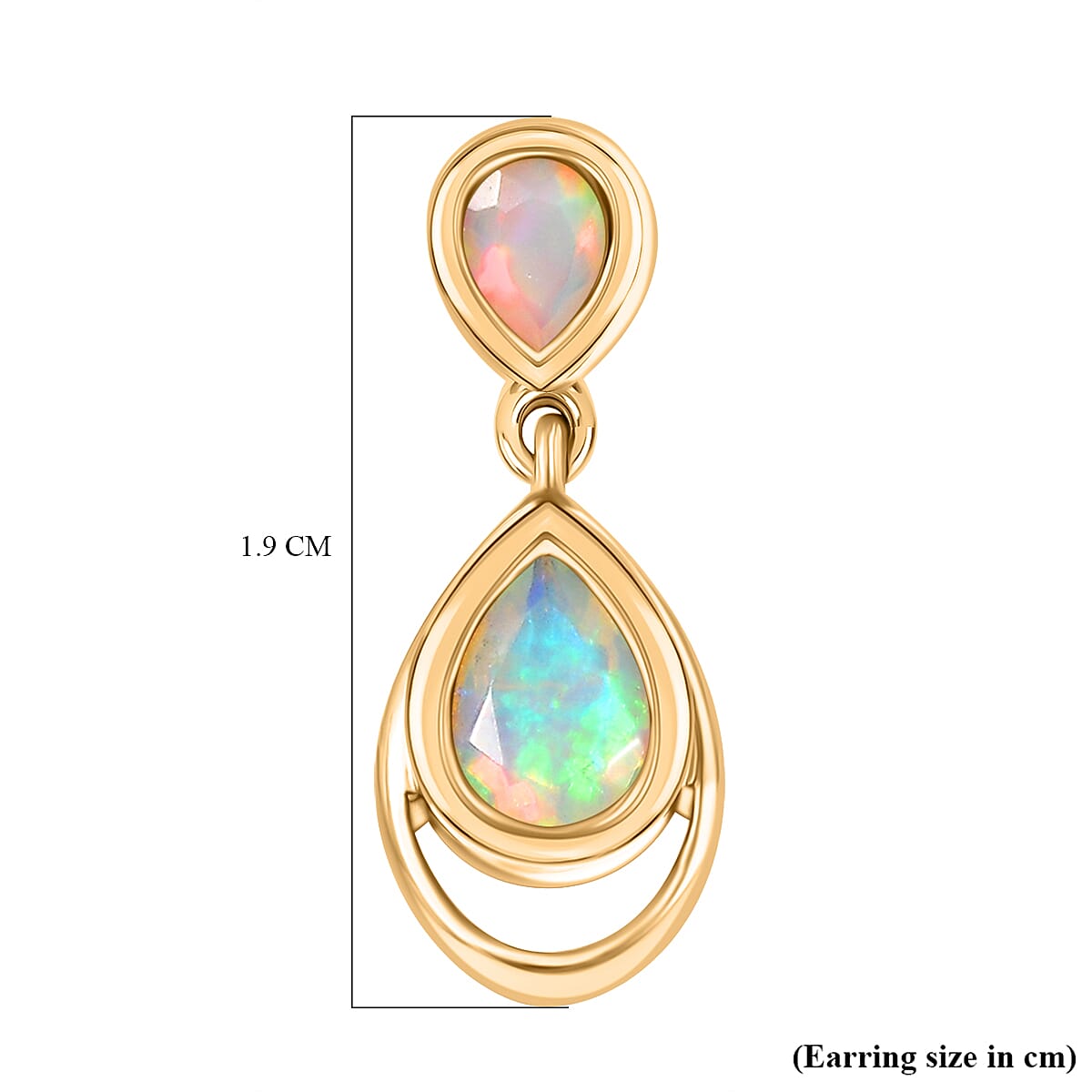 Ethiopian Faceted Opal Dangling Earring with Push Back in 18K Vermeil Yellow Gold Plated Sterling Silver 0.69 Ct. 8064957 18