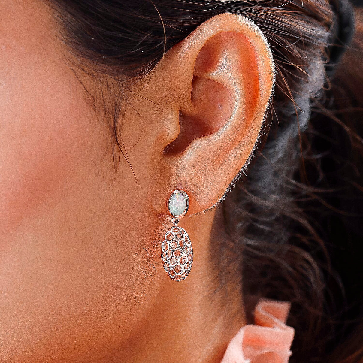 Ethiopian Opal Earring  Sterling Silver 1.25 ct  1.250  Ct. 3881980 3