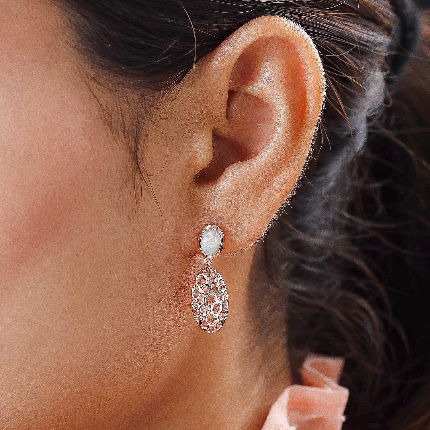 Ethiopian Opal Earring  Sterling Silver 1.25 ct  1.250  Ct. 3881980 3