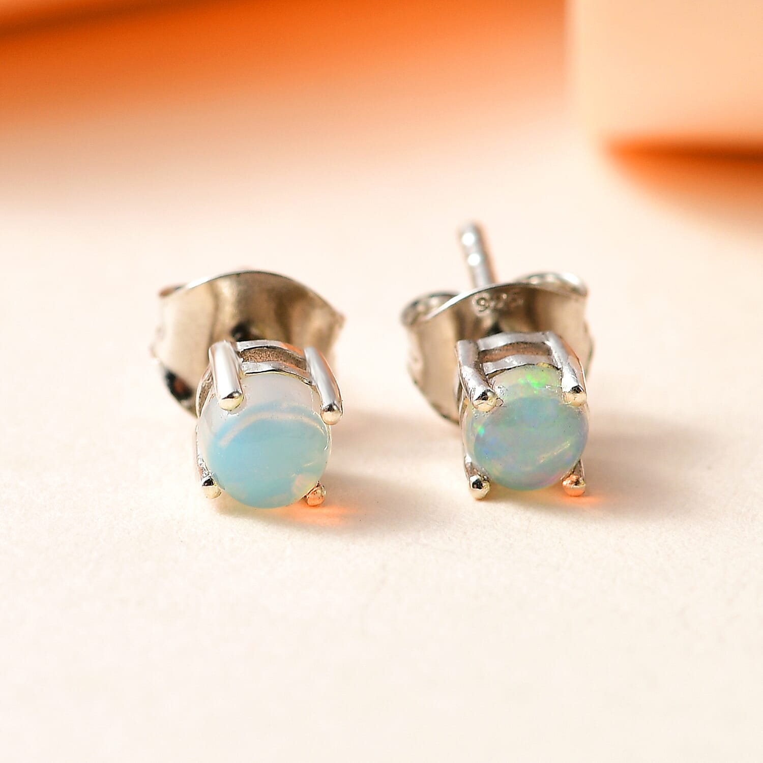 Royal Bali Collection - Mega Deal - Ethiopian Welo Opal Solitaire Earrings with Push Back in Platinum Overlay Sterling Silver 7544868 2