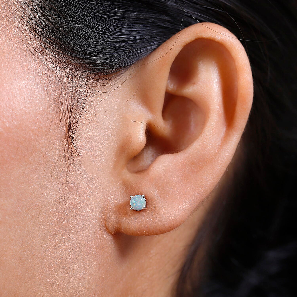 Royal Bali Collection - Mega Deal - Ethiopian Welo Opal Solitaire Earrings with Push Back in Platinum Overlay Sterling Silver 7544868 3