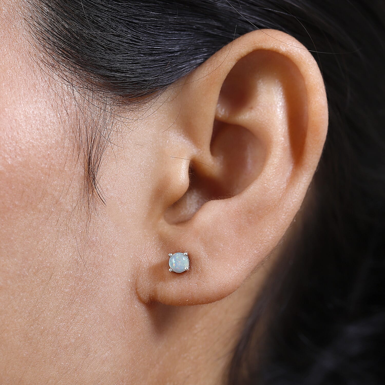 Royal Bali Collection - Mega Deal - Ethiopian Welo Opal Solitaire Earrings with Push Back in Platinum Overlay Sterling Silver 7544868 3