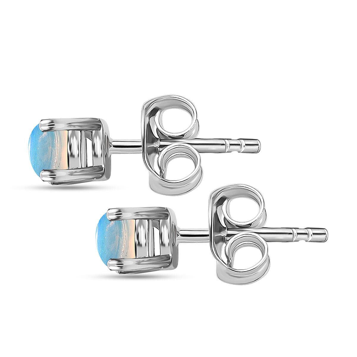 Royal Bali Collection - Mega Deal - Ethiopian Welo Opal Solitaire Earrings with Push Back in Platinum Overlay Sterling Silver 7544868 4