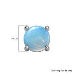 Royal Bali Collection - Mega Deal - Ethiopian Welo Opal Solitaire Earrings with Push Back in Platinum Overlay Sterling Silver