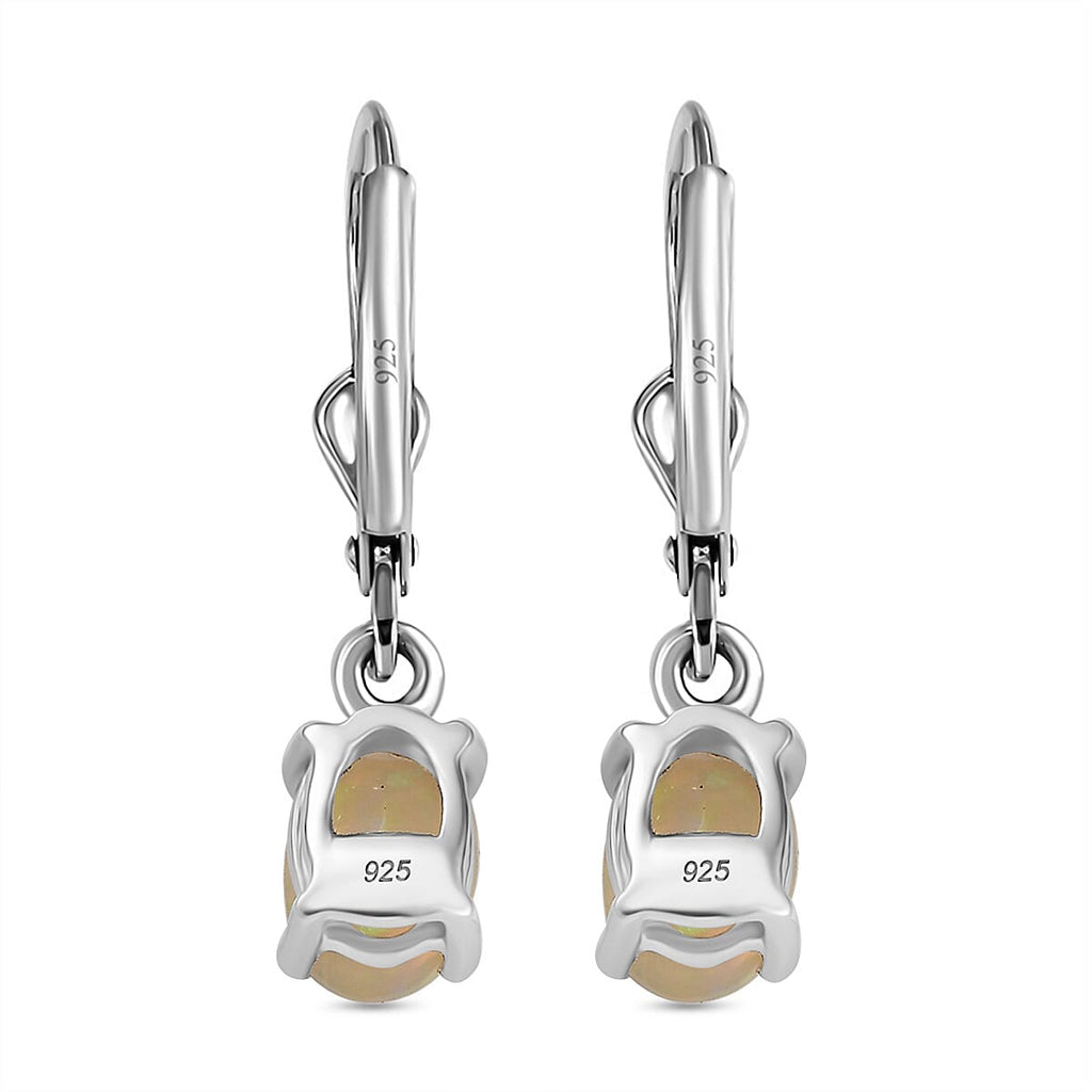 Ethiopian Opal Earring with Lever Back in Platinum Overlay Sterling Silver 1.01 Ct.