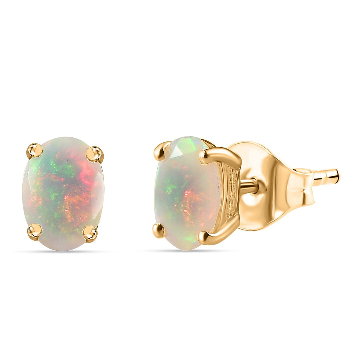 Ethiopian Welo Opal Solitaire Stud Earrings in 18K Vermeil Yellow Gold Plated Sterling Silver 7768642 0