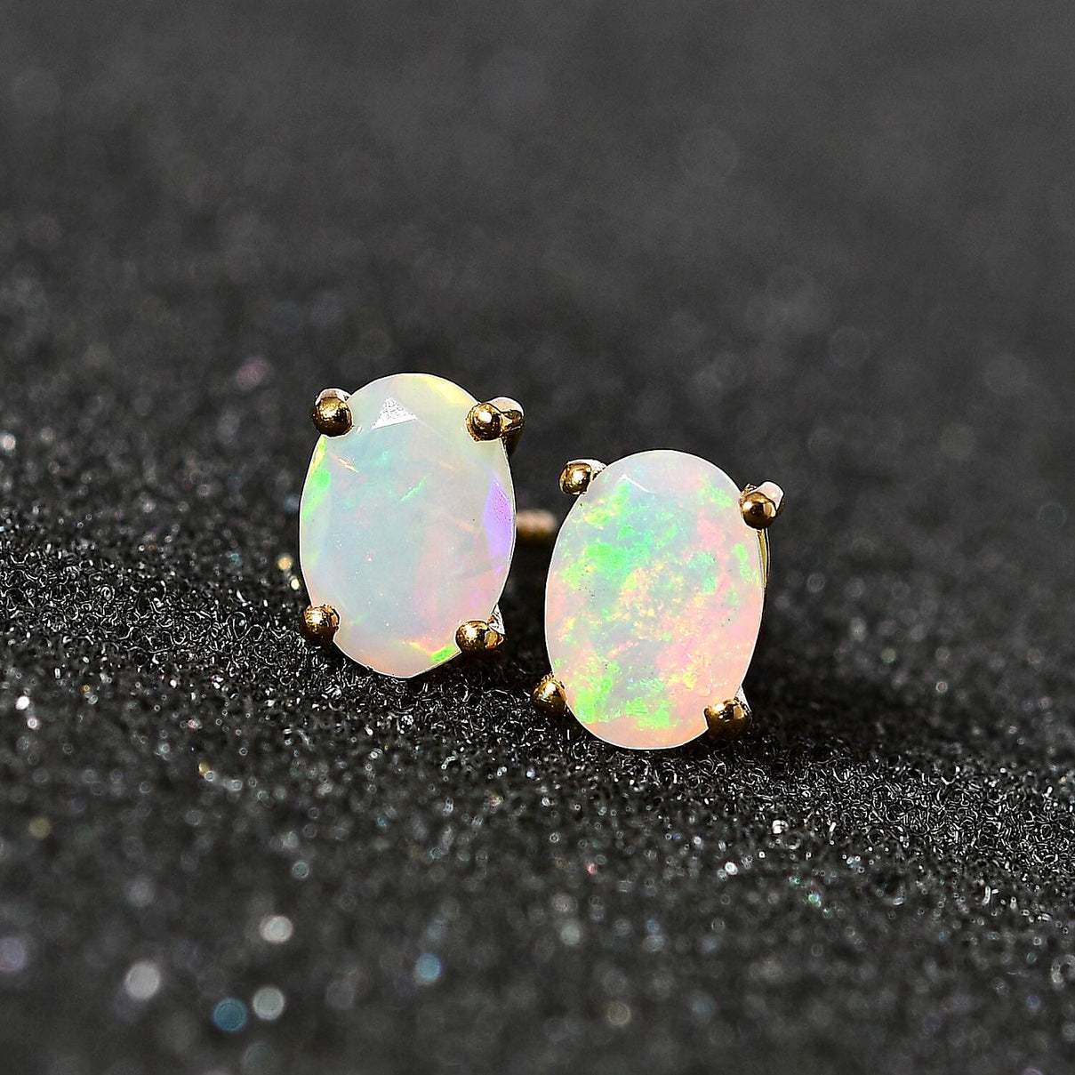 Ethiopian Welo Opal Solitaire Stud Earrings in 18K Vermeil Yellow Gold Plated Sterling Silver 7768642 3