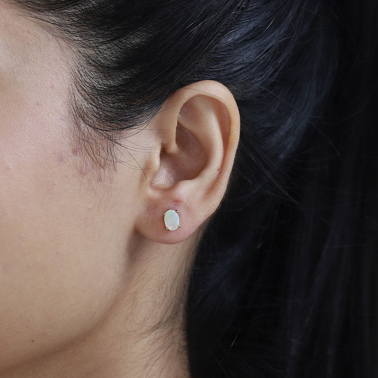 Ethiopian Welo Opal Solitaire Stud Earrings in 18K Vermeil Yellow Gold Plated Sterling Silver 7768642 4