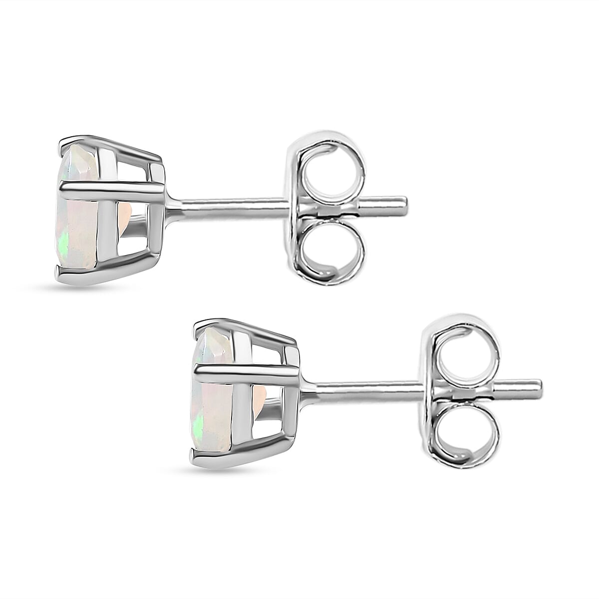 Ethiopian Opal Earring With Push Back in Rhodium Overlay Sterling Silver 7928112 4