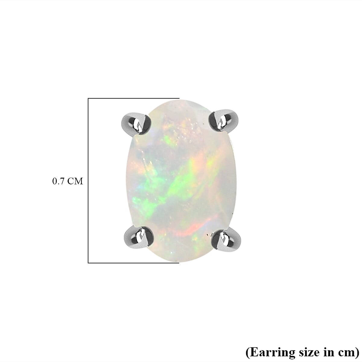 Ethiopian Opal Earring With Push Back in Rhodium Overlay Sterling Silver 7928112 5