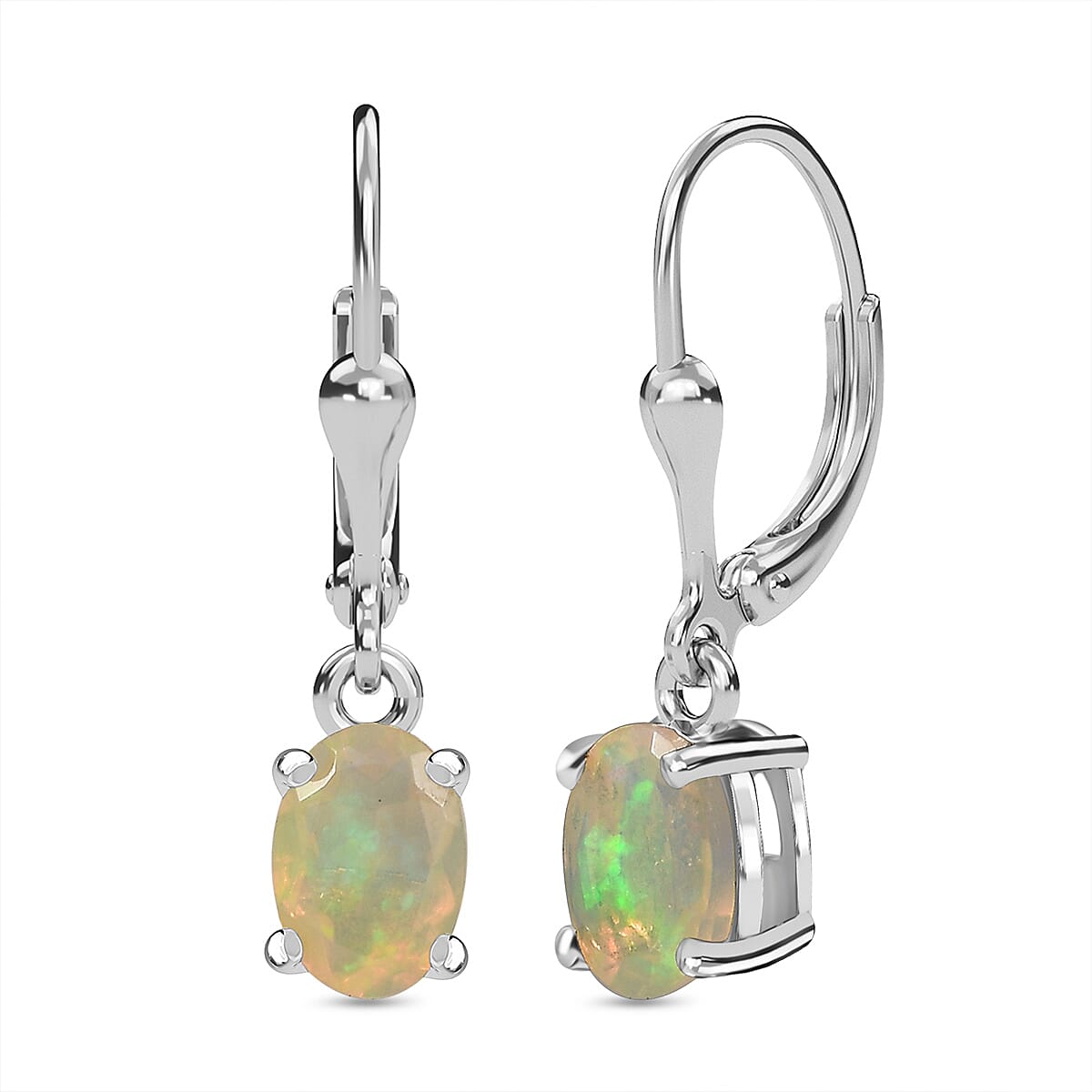 Ethiopian Opal Earring with Lever Back in Platinum Overlay Sterling Silver 1.01 Ct. 8100012 6