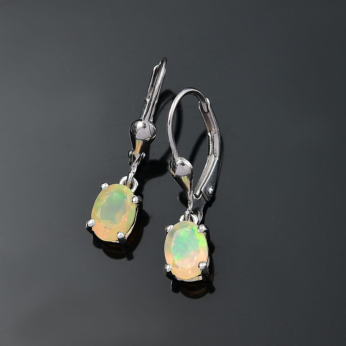 Ethiopian Opal Earring with Lever Back in Platinum Overlay Sterling Silver 1.01 Ct. 8100012 7