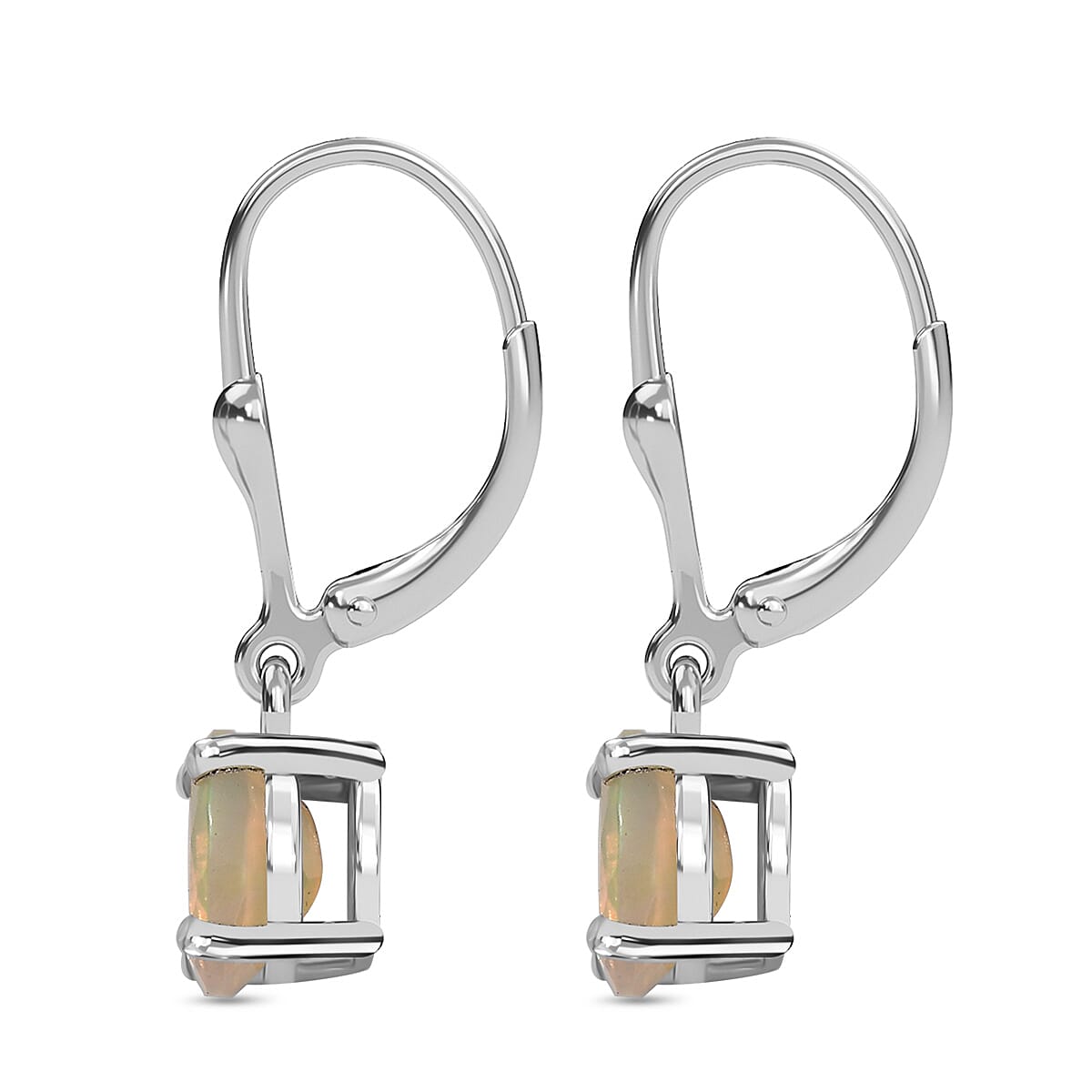 Ethiopian Opal Earring with Lever Back in Platinum Overlay Sterling Silver 1.01 Ct. 8100012 9