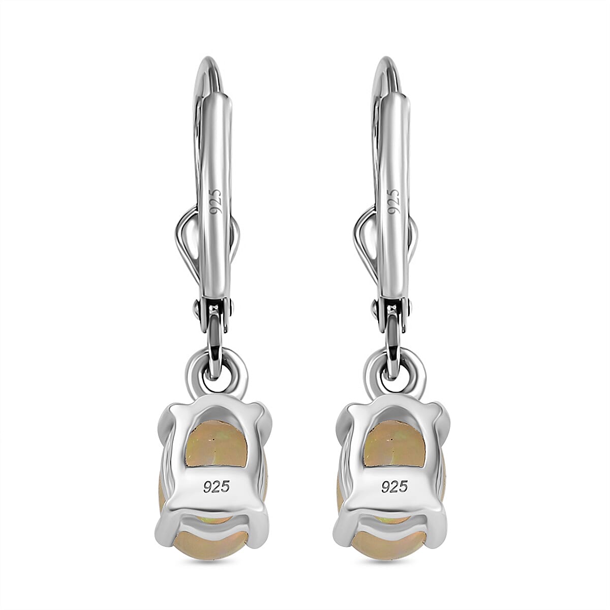 Ethiopian Opal Earring with Lever Back in Platinum Overlay Sterling Silver 1.01 Ct. 8100012 10