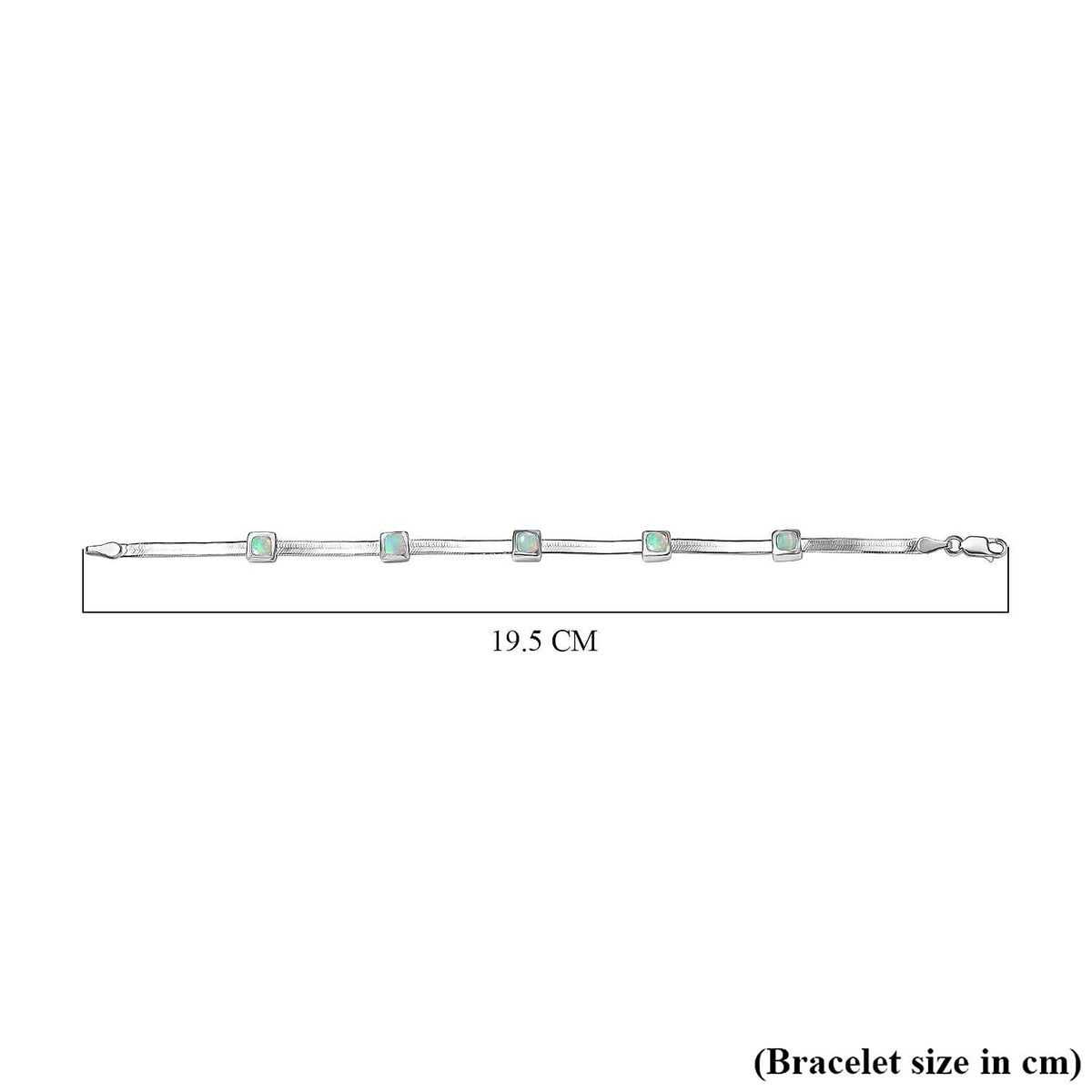 Ethiopian Welo Opal Herringbone Station Bracelet (Size - 7.5) in Platinum Overlay Sterling Silver 1.30 Ct. 7794087 6