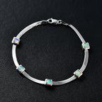 Ethiopian Welo Opal Herringbone Bracelet (Size - 7) in Platinum Overlay Sterling Silver 1.30 Ct