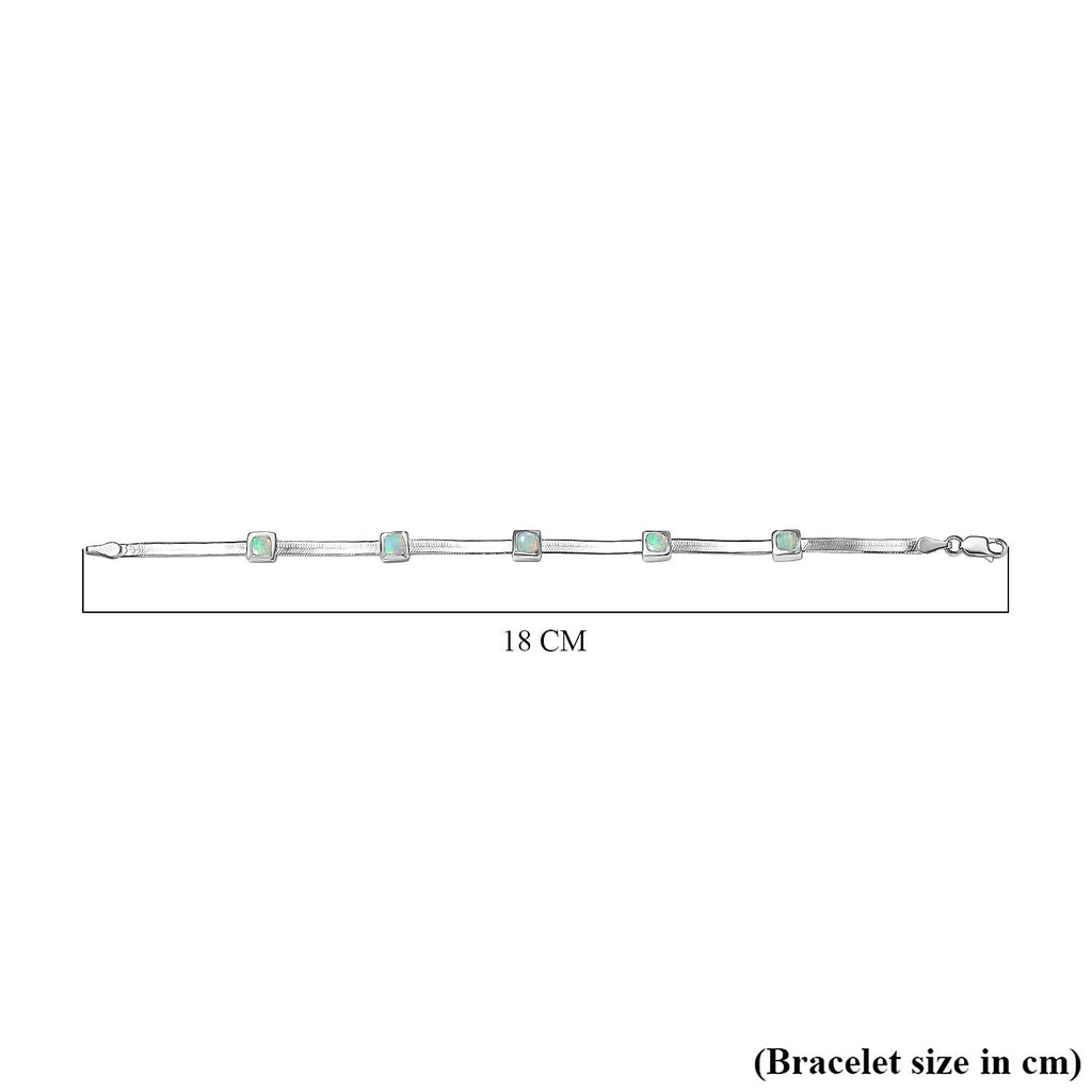 Ethiopian Welo Opal Herringbone Bracelet (Size - 7) in Platinum Overlay Sterling Silver 1.30 Ct