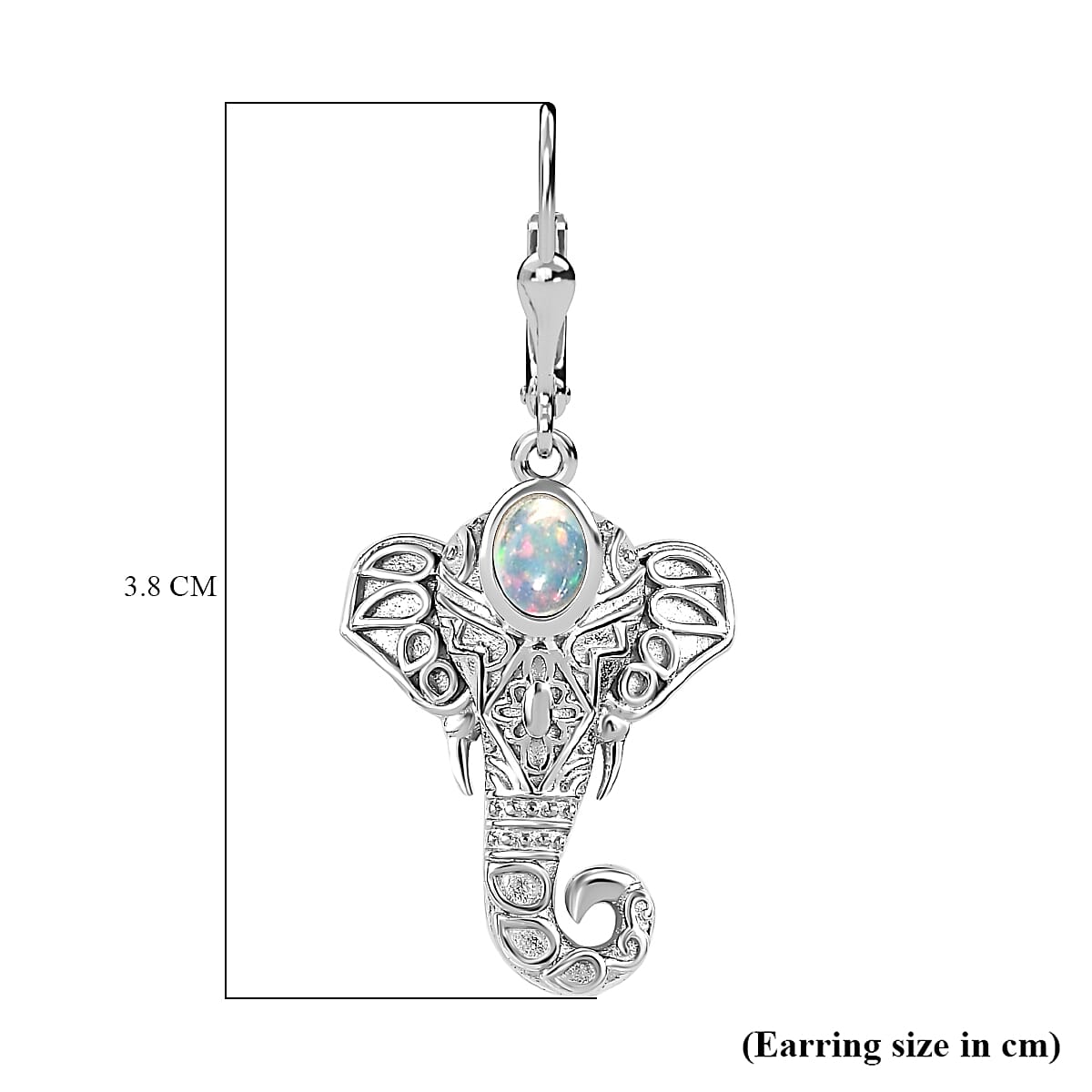 Ethiopian Opal  Fancy Earring in rhodium Sterling Silver 0.70 ct,  Silver Wt. 6 Gms  0.610  Ct. 7847250 7
