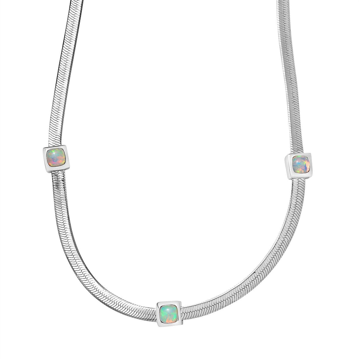 Ethiopian Welo Opal Necklace (Size - 20) in Rhodium Overlay Sterling Silver 7795328 0