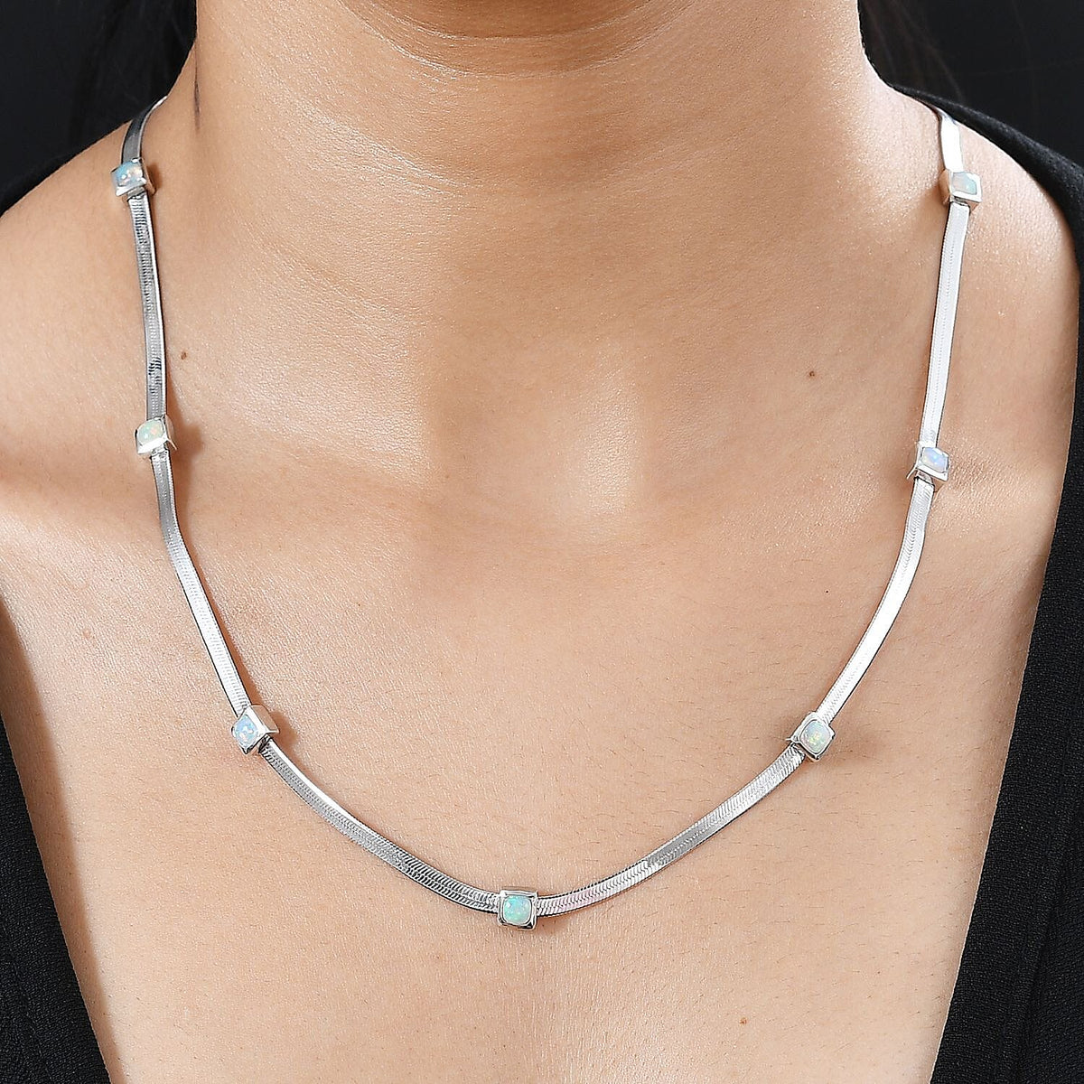 Ethiopian Welo Opal Necklace (Size - 20) in Rhodium Overlay Sterling Silver 7795328 2