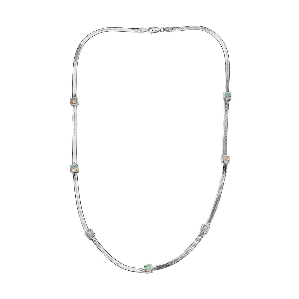 Ethiopian Welo Opal Necklace (Size - 20) in Rhodium Overlay Sterling Silver 1.61 Ct, Silver Wt. 11.40