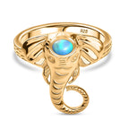 Ethiopian Opal Elephant Head Ring in Yellow Gold Plated Sterling Silver