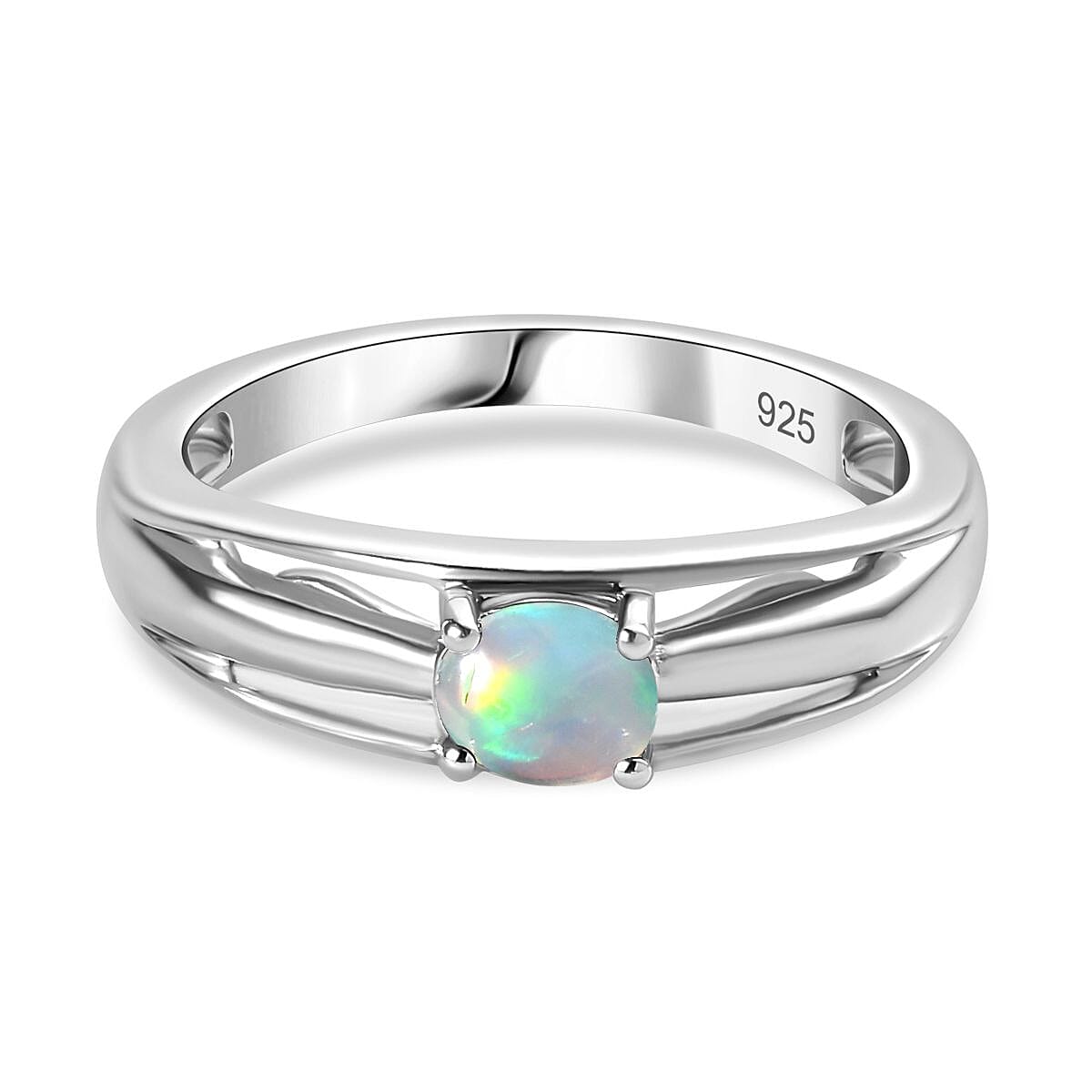 Ethiopian Opal  Fancy Ring in Platinum Overlay Sterling Silver 0.56 ct  0.235  Ct. 7773595 0