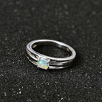 Ethiopian Opal  Fancy Ring in Platinum Overlay Sterling Silver 0.56 ct  0.235  Ct.
