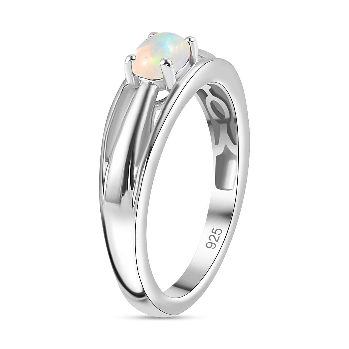 Ethiopian Opal  Fancy Ring in Platinum Overlay Sterling Silver 0.56 ct  0.235  Ct. 7773595 3