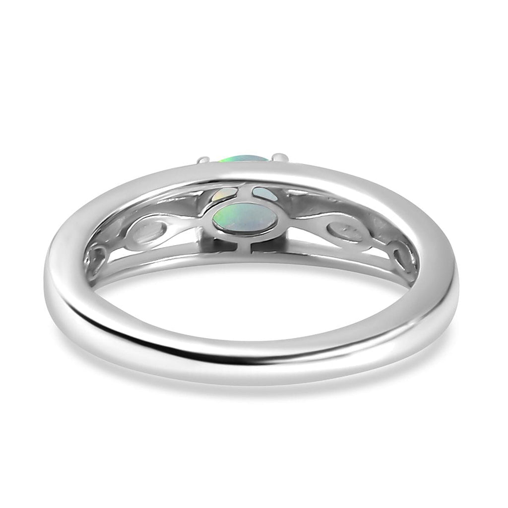 Ethiopian Opal  Fancy Ring in Platinum Overlay Sterling Silver 0.56 ct  0.235  Ct.