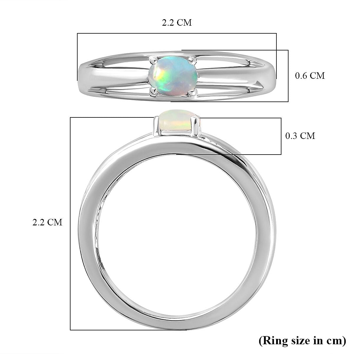 Ethiopian Opal  Fancy Ring in Platinum Overlay Sterling Silver 0.56 ct  0.235  Ct. 7773595 5