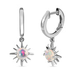 Ethiopian Welo Opal Hoop Earrings in Platinum Overlay Sterling Silver