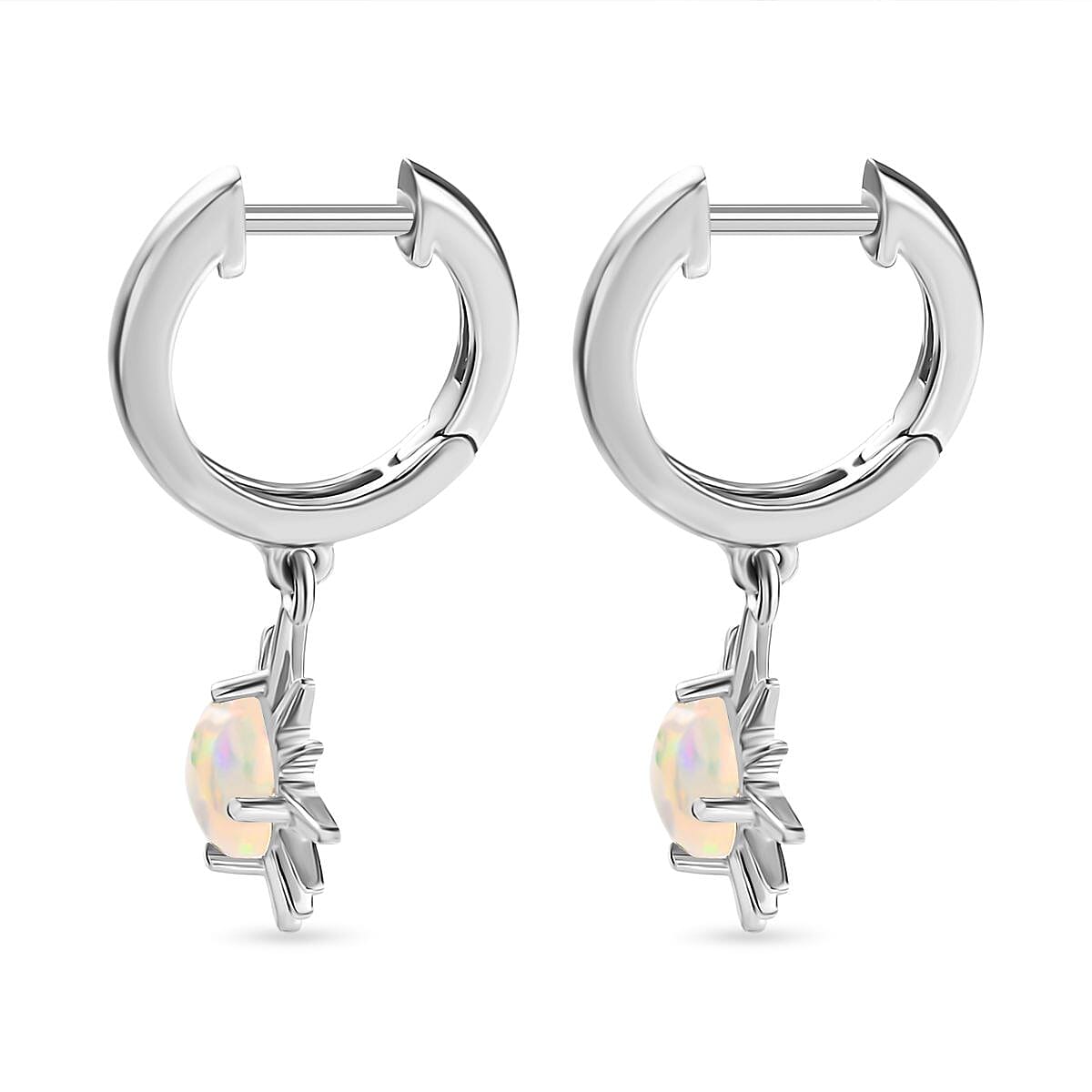 Ethiopian Welo Opal Hoop Earrings in Platinum Overlay Sterling Silver 7461211 4