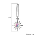 Ethiopian Welo Opal Hoop Earrings in Platinum Overlay Sterling Silver