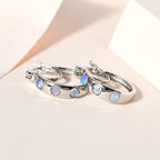 Ethiopian Welo Opal Hoop Earrings in Platinum Overlay Sterling Silver