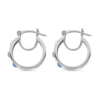 Ethiopian Welo Opal Hoop Earrings in Platinum Overlay Sterling Silver