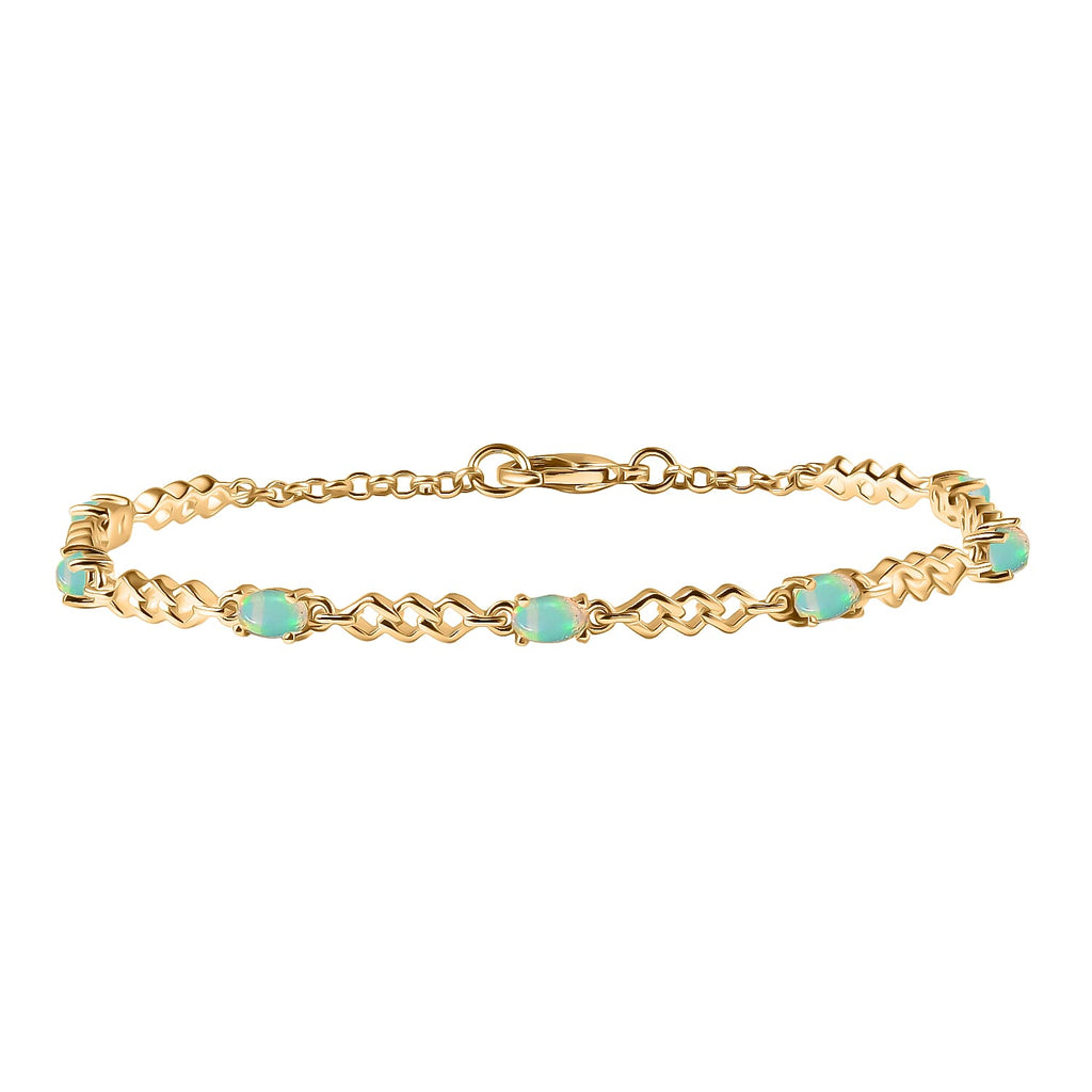 EverTrue Ethiopian Opal Line Bracelet (Size - 7.5) in Yellow Gold Plated 1.22 Ct.