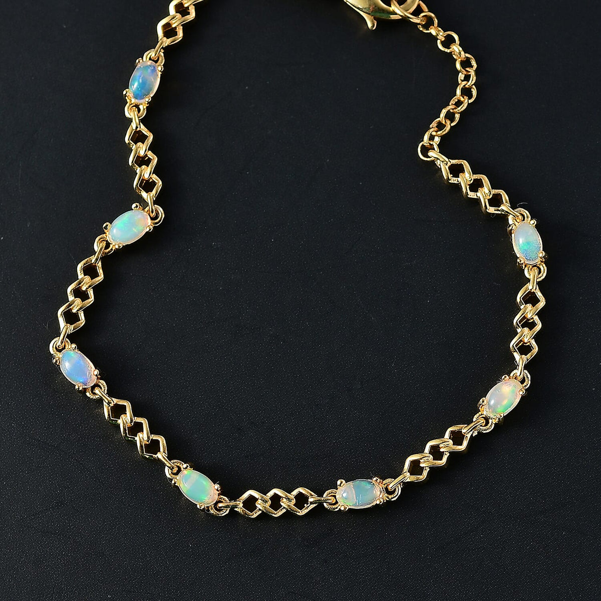 EverTrue Ethiopian Opal Line Bracelet (Size - 7.5) in Yellow Gold Plated 1.22 Ct. 8237830 2