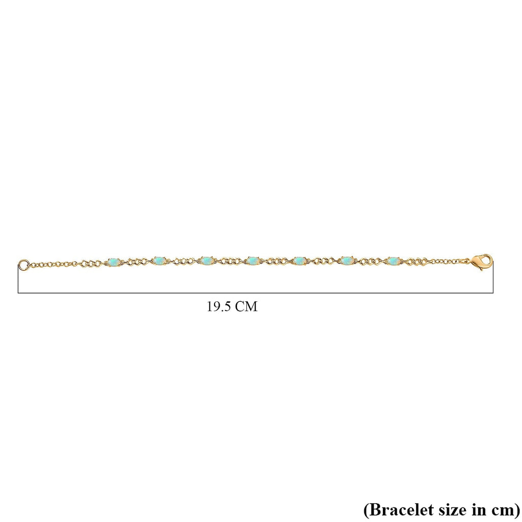 EverTrue Ethiopian Opal Line Bracelet (Size - 7.5) in Yellow Gold Plated 1.22 Ct.