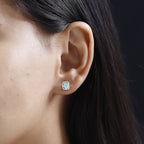 Ethiopian Welo Opal & Moissanite Stud Earrings in Platinum Overlay Sterling Silver