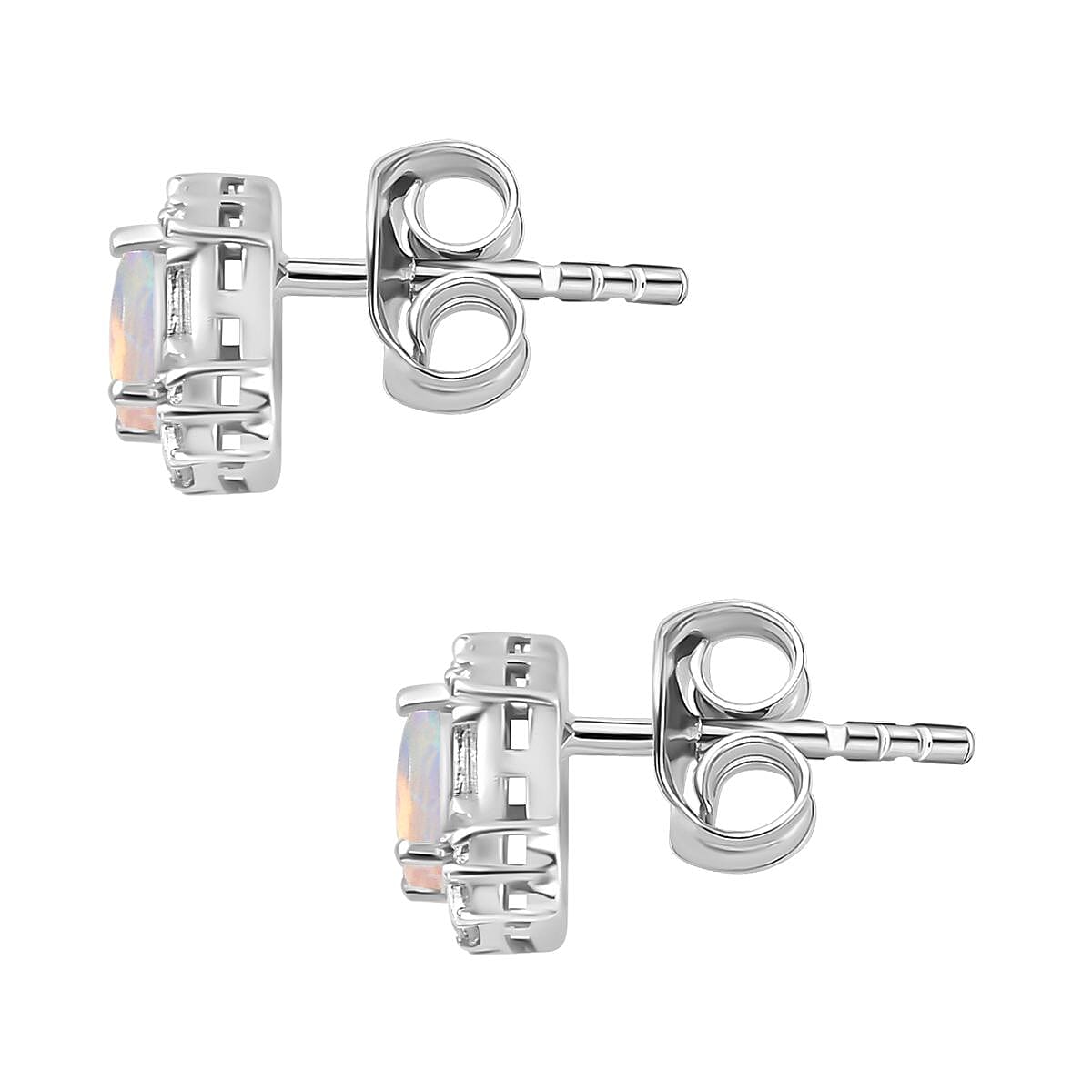 Ethiopian Welo Opal and Moissanite Solitaire Stud Earrings in Platinum Overlay Sterling Silver 7773994 5