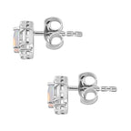 Ethiopian Welo Opal & Moissanite Stud Earrings in Platinum Overlay Sterling Silver