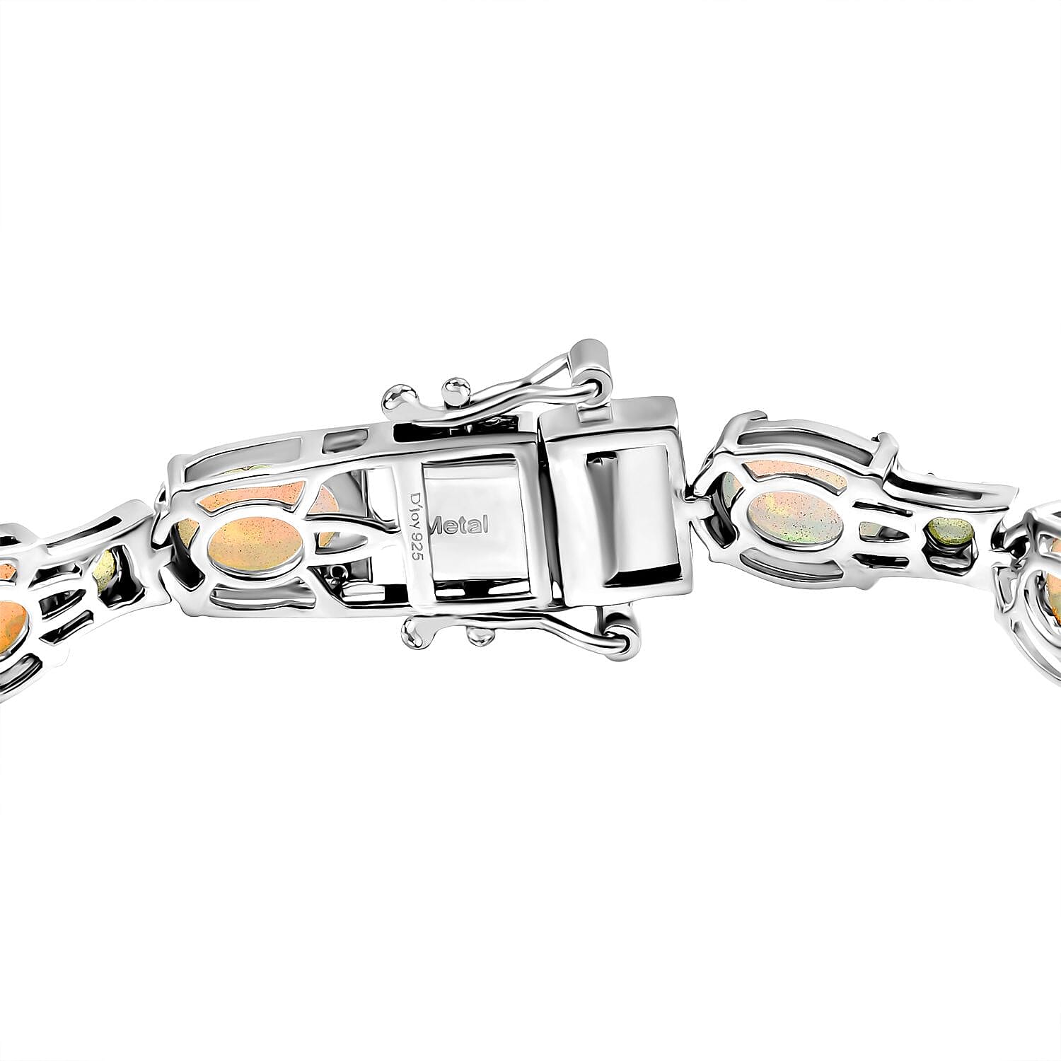 AAA Ethiopian Opal and  Multi Sapphire Bracelet (Size - 7)  in  Sterling Silver 12.94 Ct, 8191387 4