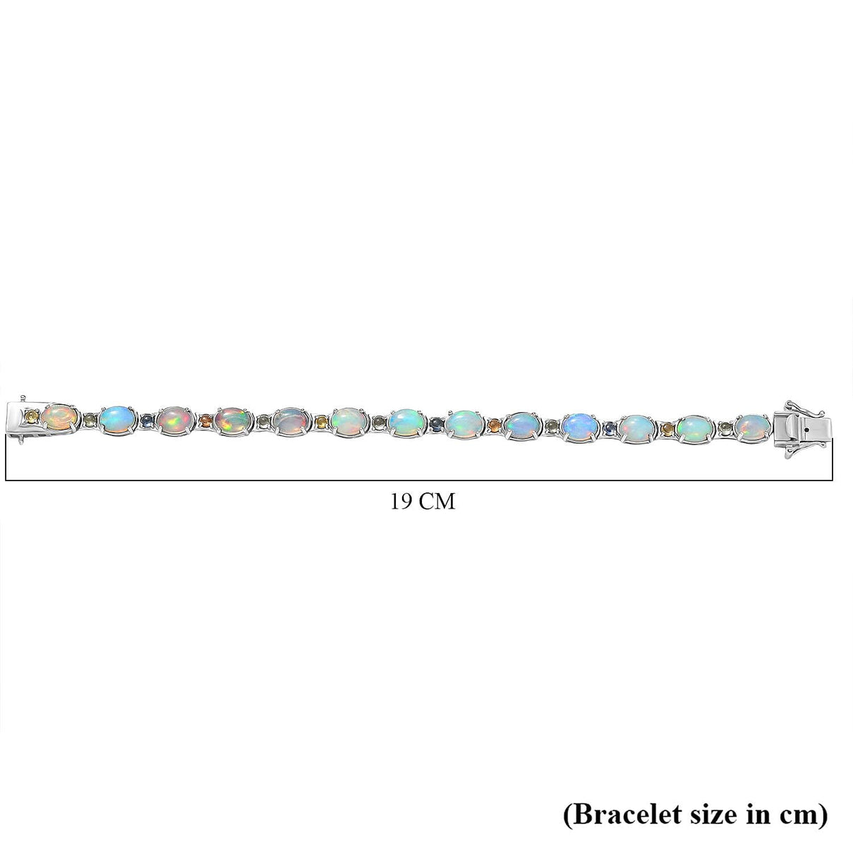 AAA Ethiopian Opal and  Multi Sapphire Bracelet (Size - 7)  in  Sterling Silver 12.94 Ct, 8191387 5