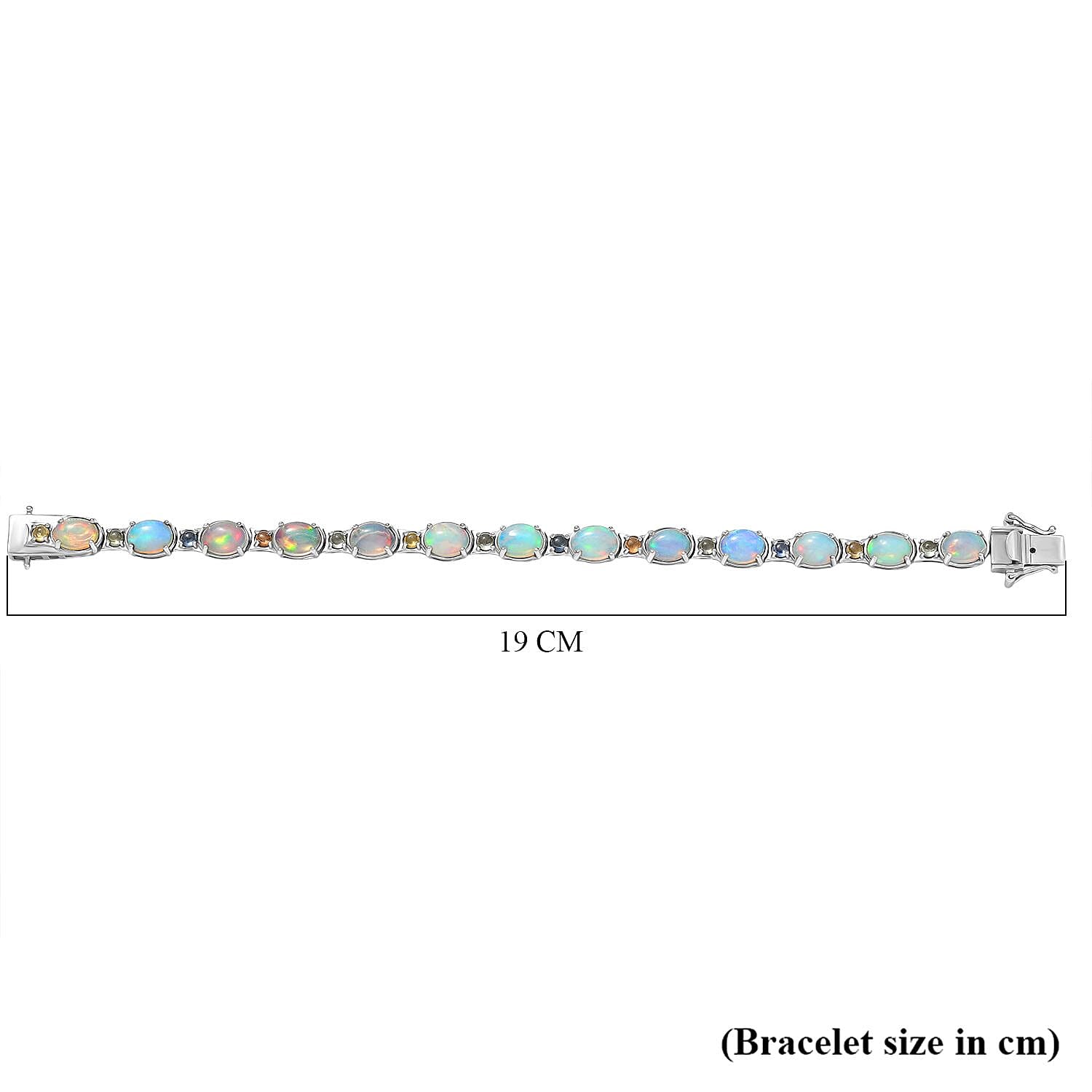 AAA Ethiopian Opal and  Multi Sapphire Bracelet (Size - 7)  in  Sterling Silver 12.94 Ct, 8191387 5
