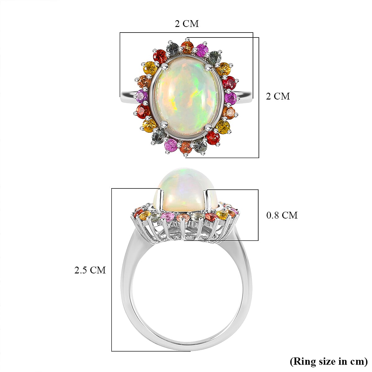 Ethiopian Welo Opal and Multi Sapphire Ring in Platinum Overlay Sterling Silver 4.10 Ct. 7508673 5