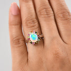 Ethiopian Opal & Multi-Tourmaline Solitaire Ring in Rhodium Overlay Sterling Silver 2.21 Ct.