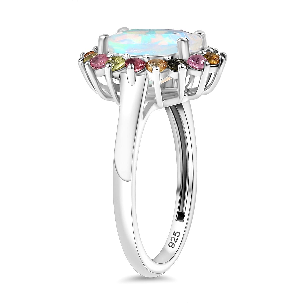Ethiopian Opal &amp; Multi-Tourmaline Solitaire Ring in Rhodium Overlay Sterling Silver 2.21 Ct. 8099967 7