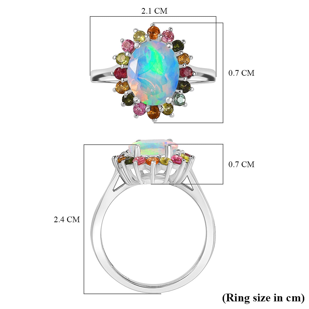 Ethiopian Opal &amp; Multi-Tourmaline Solitaire Ring in Rhodium Overlay Sterling Silver 2.21 Ct. 8099967 11